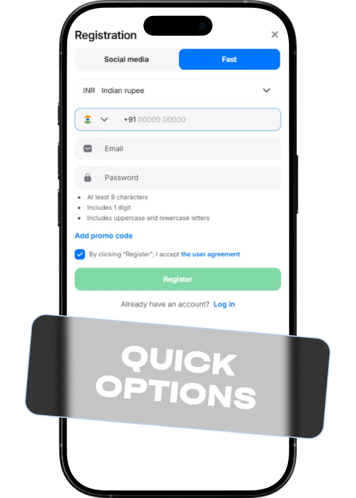 1win register login India